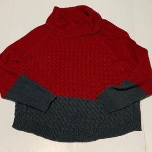 It's Our Time Red and Gray Cowl Neck Sweater
